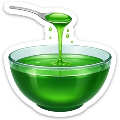 small dipping bowl of green liquid, minimal, simple, clear sticker