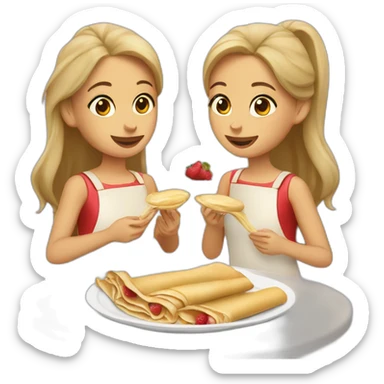 2 girls eating crepes  sticker