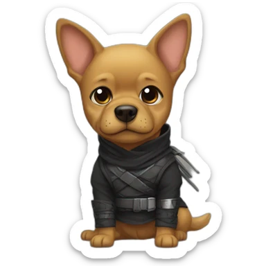 dog dress like ninja and eat cute shit sticker