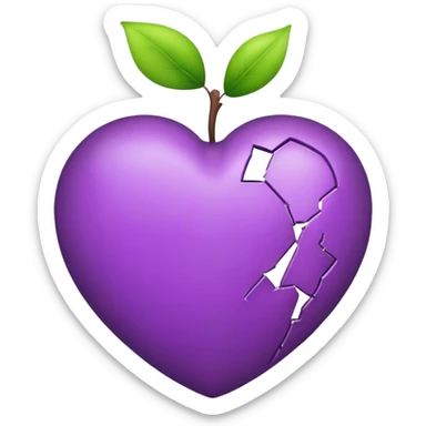 apple purple heart emoji style but broken sticker