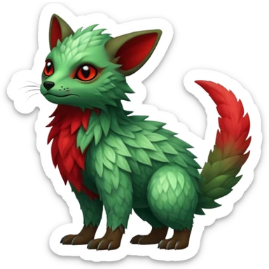 Cool Edgy Green Red ethereal Fionbri-Vernid-Trico-animal-creature full body sticker
