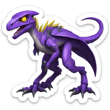  Edgy Purple Yellow Digimon-Fakemon-Velociraptor-Dragon-Mecha full body sticker