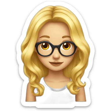Fille blonde cheveux longs lunettes mignonne en feu sticker