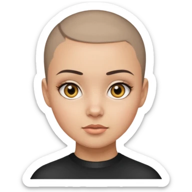 White cat and HAZEL EYES , BLACKF BUZZ CUT LIGHT SKIN ROUND FACE GIRL sticker