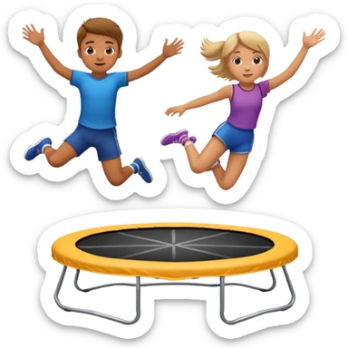 Trampoline with two people bouncing on it, one boy, one girl  sticker