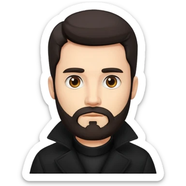 bearded man in black in black coat  sticker