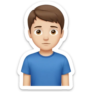 simple boy avatar with short brown hair and blue t-shirt sticker
