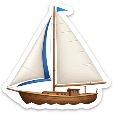 Sailboat – White sail on wooden hull sticker