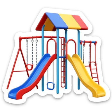 colorful playground with 2 slides and 2 swings, simple style sticker