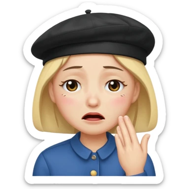 this exact face 😭 with a beret sticker