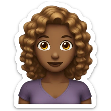 Brown gril with wavy hair sticker