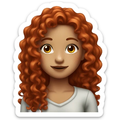 Girl with freckles and deep red long curly hair sticker