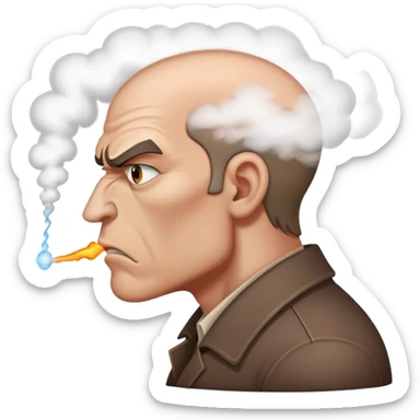 angry man with steam coming from nose in profile view sticker