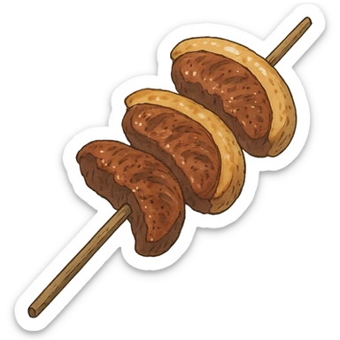 ghibli style illustration of picanha on a stick sticker