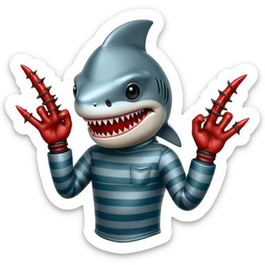 freddy krueger shark finger glove sticker