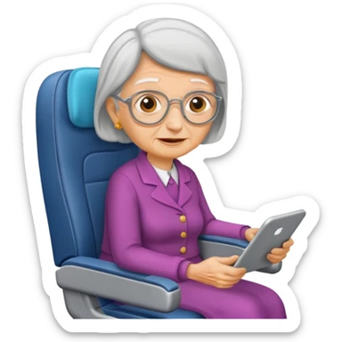 old woman passanger in plane seat sticker
