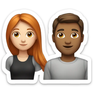 Fille rousse en couple avec un homme avec des cheveux noirs sticker