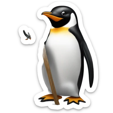 Penguin painting on a canvas sticker