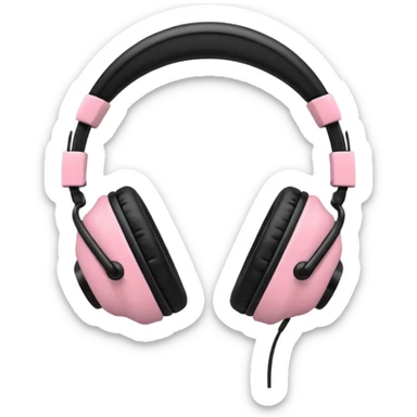 gothic headphones, black and pink colors, ghibli style sticker