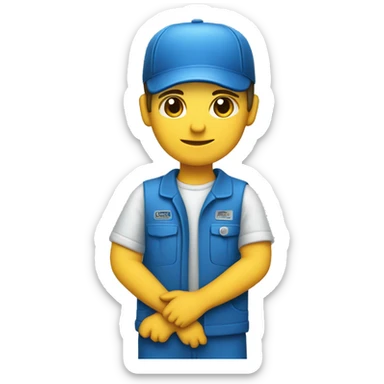 car parts mechanic, blue cothes sticker