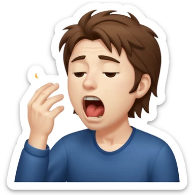 Weak man with disheveled hair yawning sticker