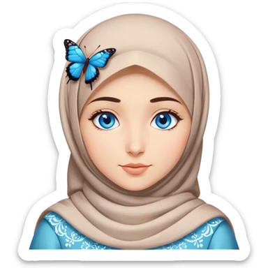 Turkish beautiful finish Konya girl blue eyes with hijab and butterfly dress sticker