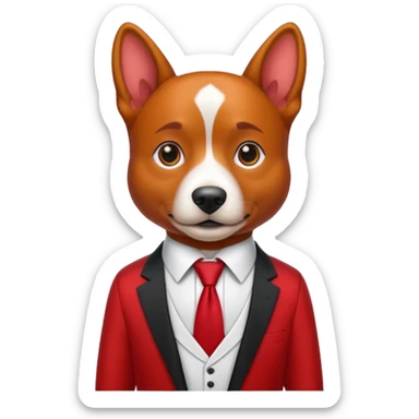red dog with white tie,red shirt sticker