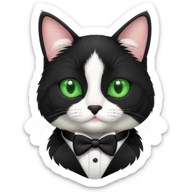 Cute tuxedo cat, with green eyes  sticker