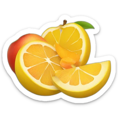 a plate of cut fruit sticker