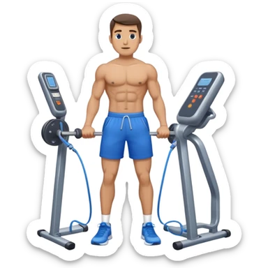 standing fit man with blue shorts cable-machine-exercise sticker