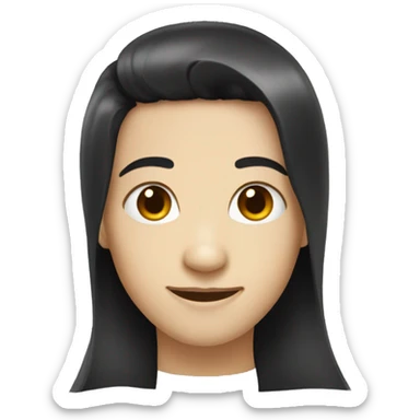 Black hair, white skin , small nose, small eyes, smiling, portrait sticker