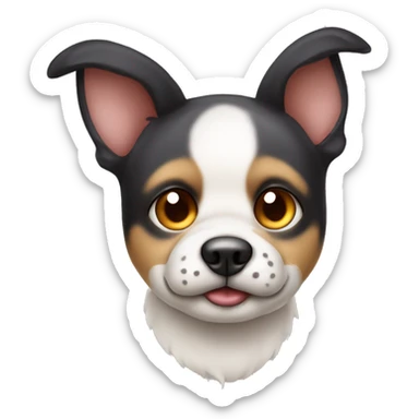 Perro con oreja rebotica  y boca adorable y ojos palito sticker