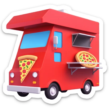 generate me a 3D pizza food truck sticker
