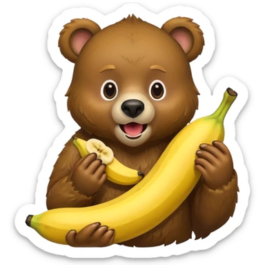 Bear eating a banana  sticker