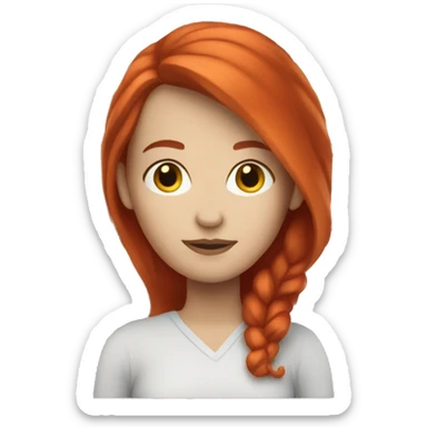 White woman with red hair read book sticker