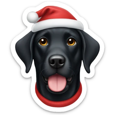 Black lab wearing a Santa hat  sticker