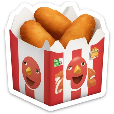 a box red and white like kfc, with chicken nuggets inside sticker