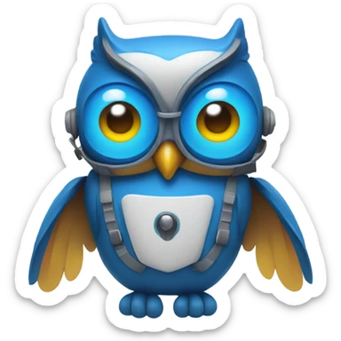 Blue owl with jetpack sticker