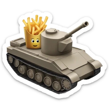 A tank going to the right with french fries going out of its barrel sticker
