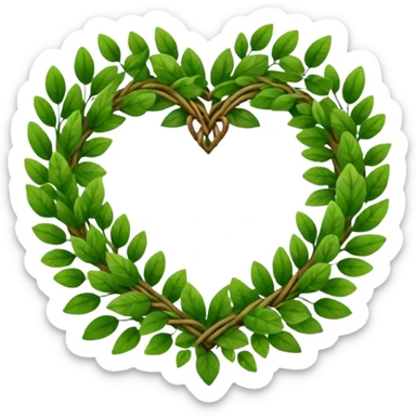 nature wreath heart, boho beautiful  green sticker