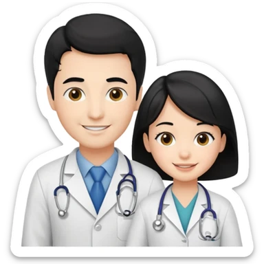 doctor black hair helping a kid sticker