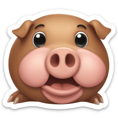 a hungry brown pig sticker