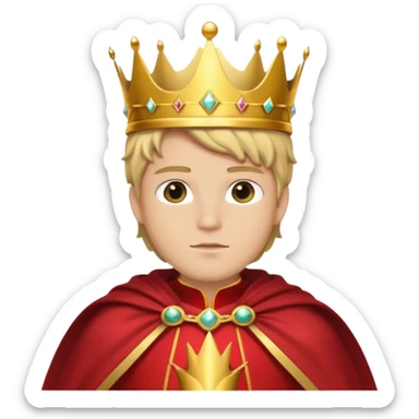a proud, androgynous king with a golden crown and cape sticker