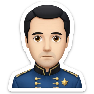 Javert From Les Miserables with light skin, brown eyes, Black Hair, blue outfit sticker