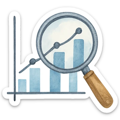 watercolor style magnifying glass and graph sticker
