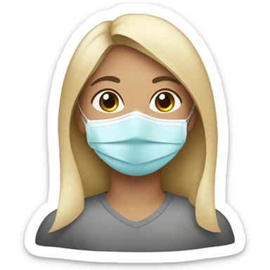 A young women wearing a face mask sticker