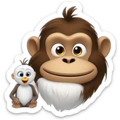 a monkey with Olaf  sticker