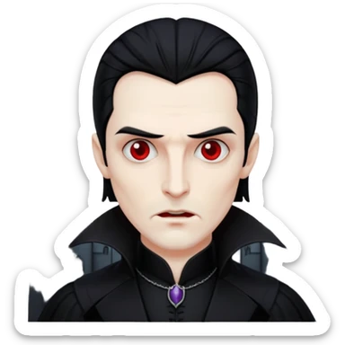 Dracula with black hair, black outfit sticker