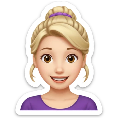 Excited girl with fair up-do can’t wait for something to happen sticker