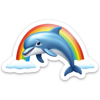 Dolphin hopping over rainbow sticker